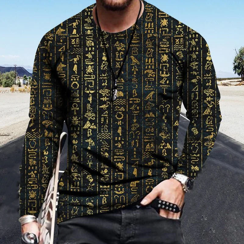 Egyptian Hieroglyphs 3D Printed Long Sleeve T Shirt