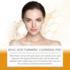 OUHOE Turmeric Kojic Acid Exfoliating Cleansing Pads Fade Dark Spot Oil Brightening Moisturizing Whitening Facial Sponges Cotton 3
