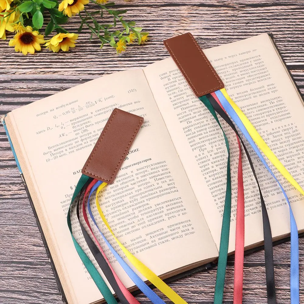 

Ленточная Закладка закладки из искусственной кожи с цветными лентами для книг