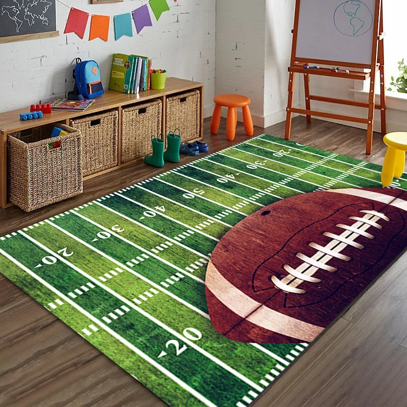 Cartoon Soccer Field Anti-slip Carpet Bedroom Living Room Kitchen Floor Rug Soft Children's Early Education Door Mat Home Decor 4