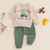 Toddler Boy Fall Winter Clothes Crewneck Sweatshirt Long Sleeve Letter Print Shirt with Pants Cute Baby Boy Outfits 2