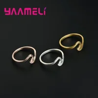 Popular Wave Band Ring Shining Original 925 Sterling Silver Creative Handmade Smooth Statement Unisex Party Stackable Jewelry 2