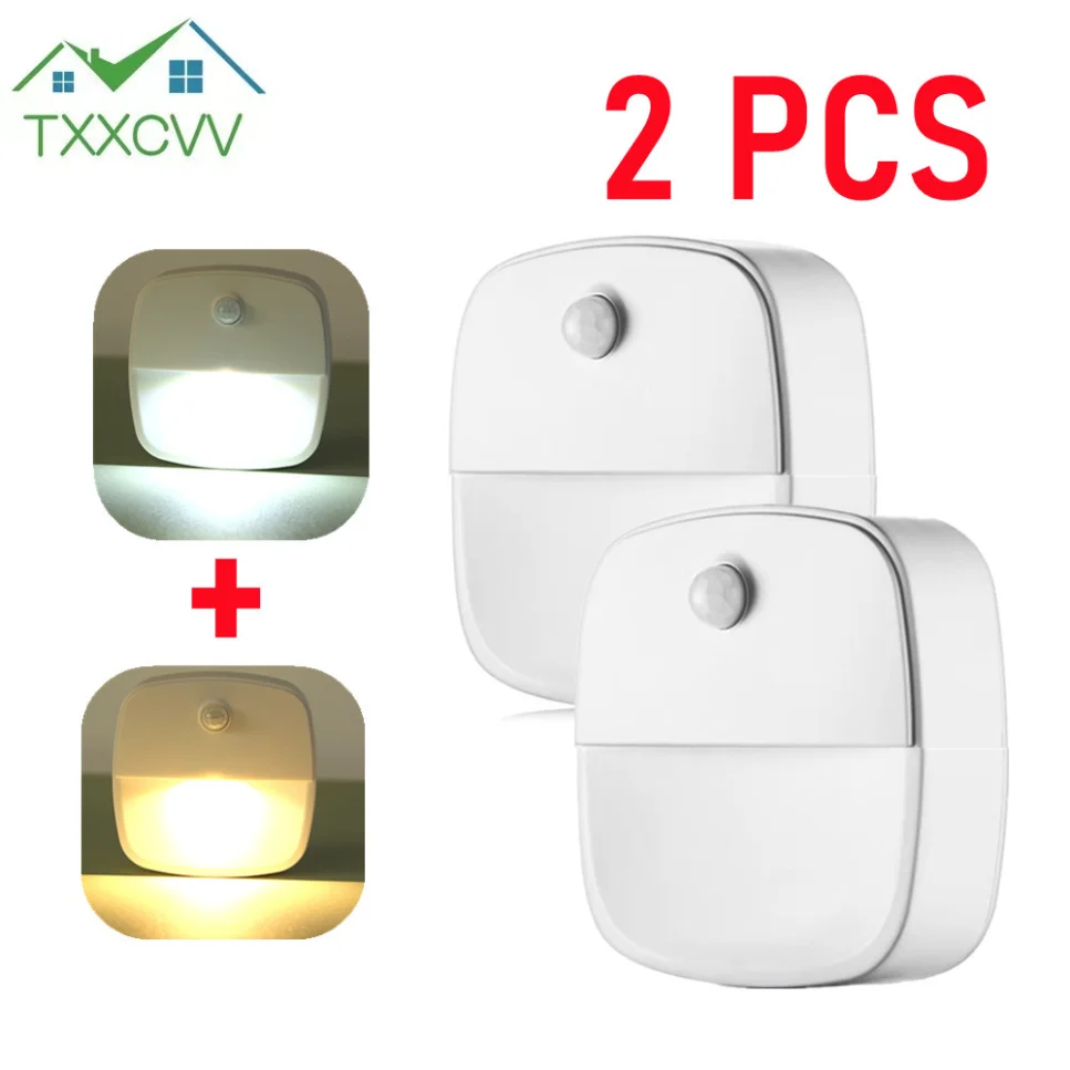 

2Pcs Motion Sensor Light Wireless LED Night Lights AAA Battery Powered Bedroom Wall Staircase Closet Aisle Body Induction lights