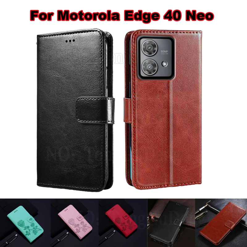 

Leather Case For Motorola Edge 40 Neo 5G чохол Wallet Coque For Fundas para Motorola Edge 40 Neo XT-2307-1 XT-2307-3 Phone Cover