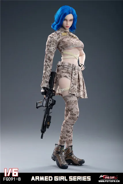 Fg091 1/6 Scale Sexy Female Armed Girl Costume Camouflage Combat