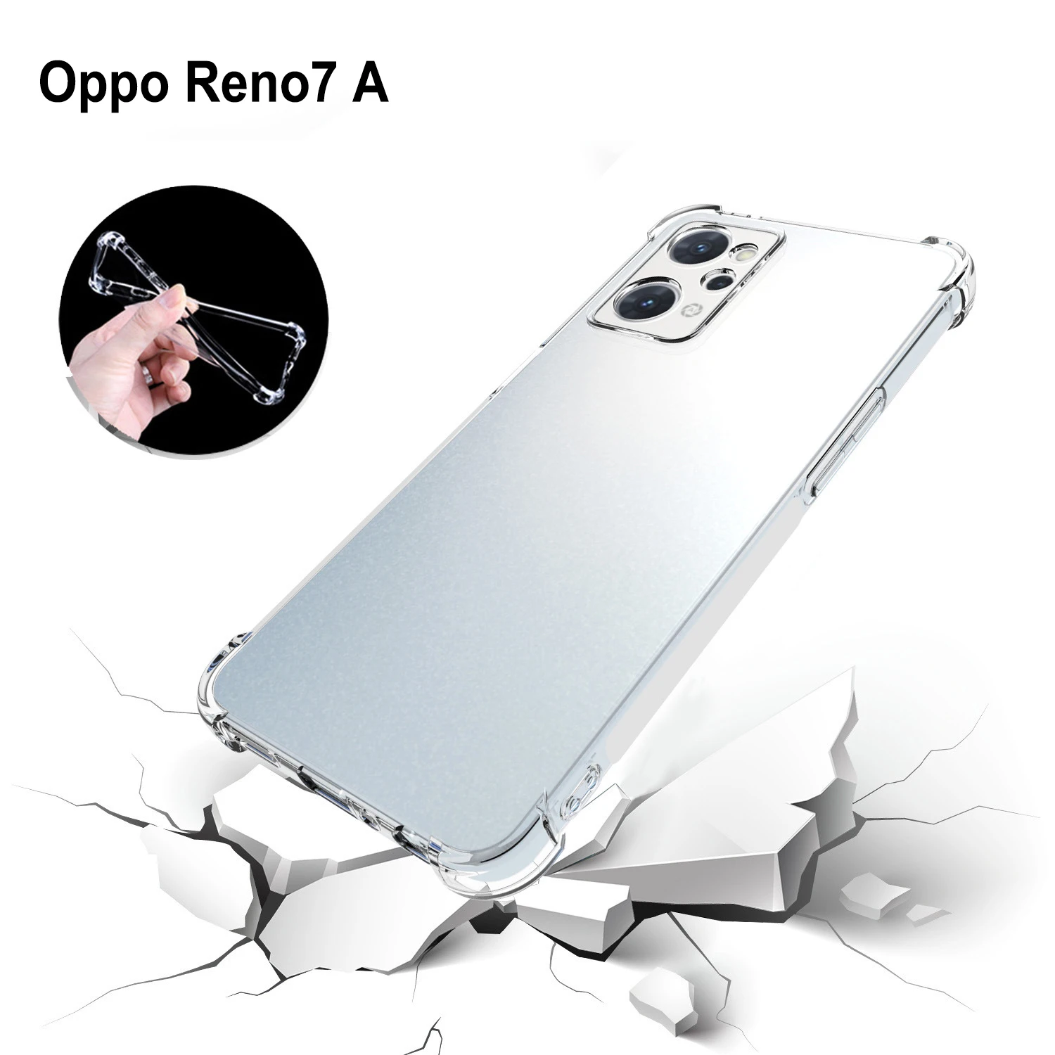 Oppo Reno7 A CPH2353 Hülle, Luftkissen, stoßfest, transparent, Airbag, Silikon, Stoßstange, TPU, Rückseite, weiche Handyhülle für Oppo Reno 7A – Detail 7