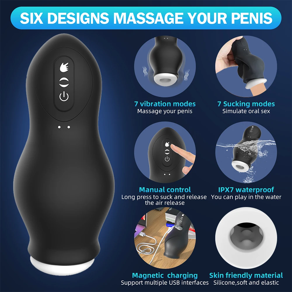 Masturbator for Men Automatic Sucking Male Machine Oral Vaginal Penis Vibrator Sex Toy for Men Masturbation Cup Blowjobs Machine Male Sex Toys Penis Masturbator