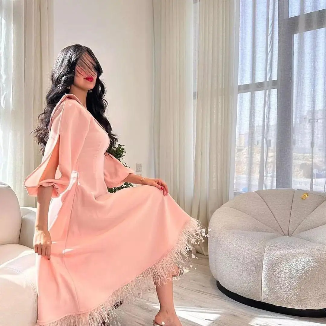 Msikoods Strapless Satin Pink A Line Evening Dress Saudi Arabic Cape Party Dress
