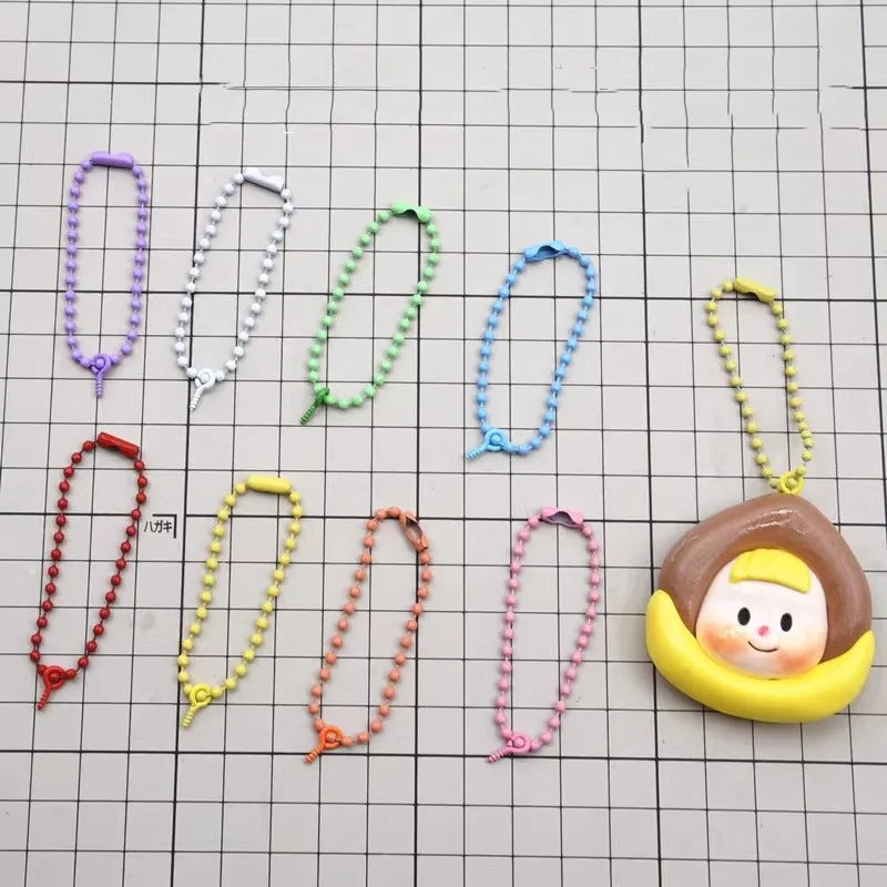 

8pcs resin stone plastic ultra light clay diy 8 color bell key chain with sheep horn nail wave bead chain soft pottery