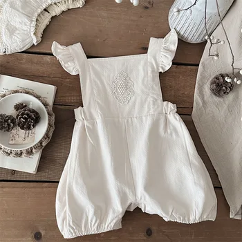 طقم ملابس للفتيات للربيع والخريف بعمر 0-3 سنوات مع ياقة لوتس وأكمام طويلة وسراويل بحزام من الدانتيل طقم مكون من قطعتين 6