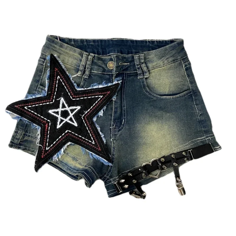 Vintage Punk Y2k Jeans Shorts Summer High Waist Denim Shorts Hipster Streetwear Girls Baggy Short Hot Pants Women Clothing trend