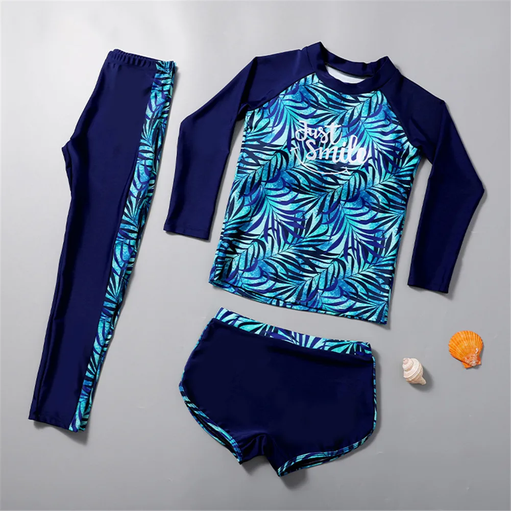 3pcs Boys Girls Adult Women Swinsuit Quick Dry Sunscreen Long Sleeve Swimwear Pants Shorts Set Diving Swiming Suits Wetsuits diving suits