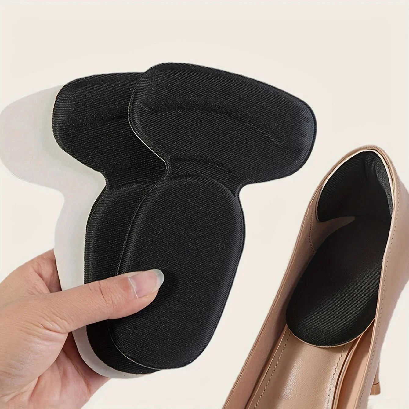 2pcs/1pair-T-shaped sponge knitted stickers, insoles, knitted protection of shoes, high heels, plug-ins, heel pads, ladies.