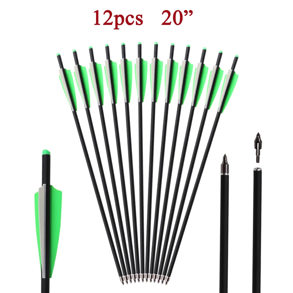 12-Pack 20 Carbon Arrows with 125-Grain Removable Tips