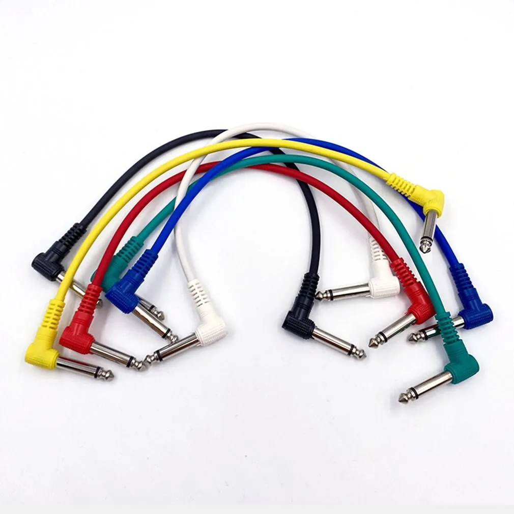 

6PCS Guitar Patch Cables Right Angle 15/30CM 1/4 Instrument Cables for Guitar Effect Pedals