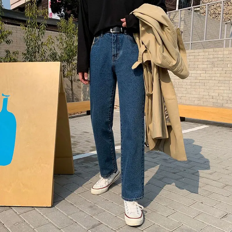 

Autumn and Spring Men's Vintage Stretch Jeans Cotton Small Straight Business Korean Denim Pants Male Brand Plus Size H65