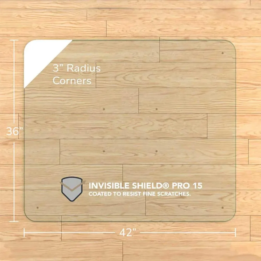 "clear glass desk mat - 36" x 42" for smooth movement and carpet protection"