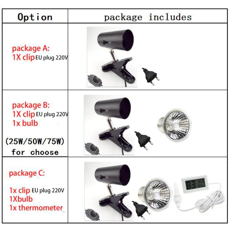 UVA UVB Reptile light lamp bulb Thermometer kit Turtle animal Heating heater Set Clip Bulb Lamp Holder Hygrometer Tortoises B3