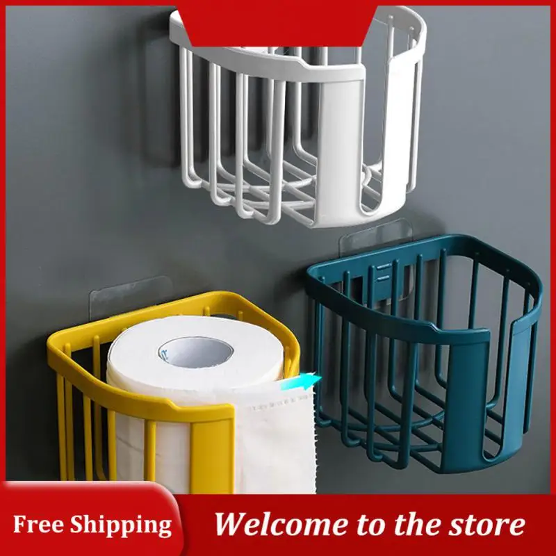 

Punch-Free Toilet Paper Shelf Bathroom Kitchen Tissue Box Wall-Mounted Sticky Paper Storage Box Toilet Paper Holder Roll Paper