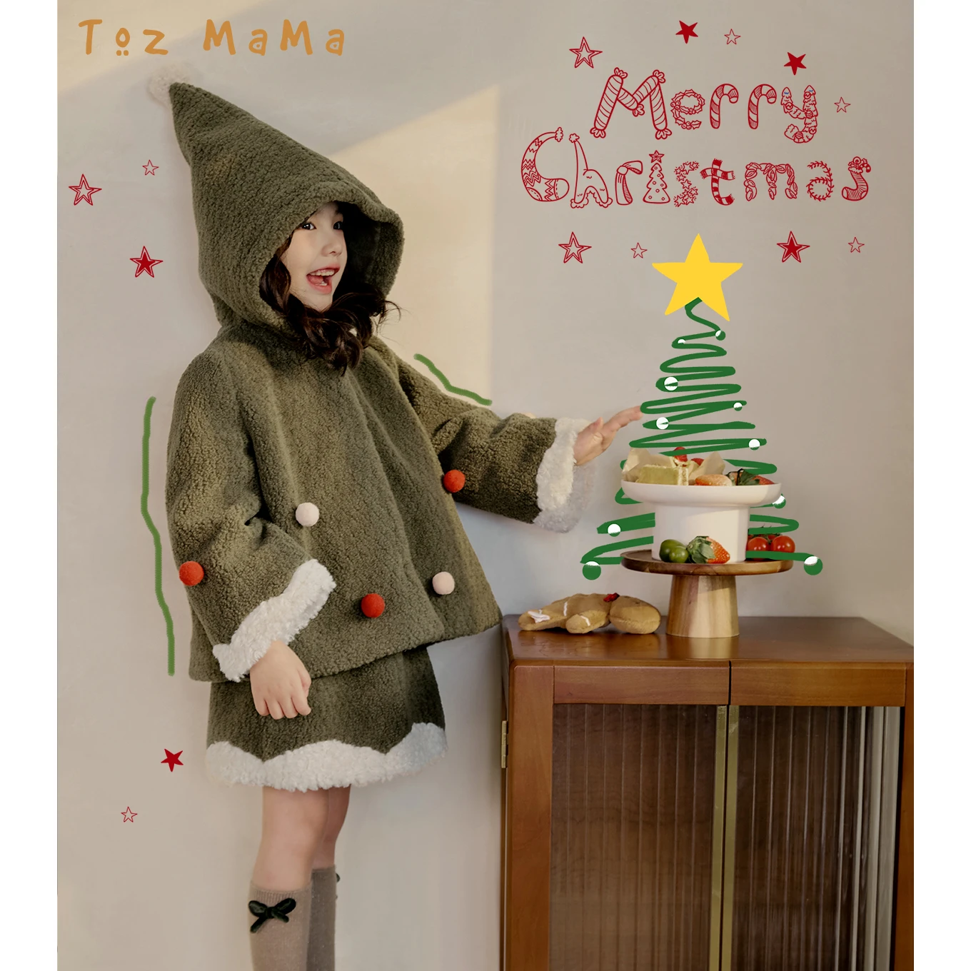 

Girl Dress Suit 2023 New Autumn Winter Korean Fashion Style Sets Baby Girl Hooded Wool Jacket Solid Thick Skirt Two Piece Suit