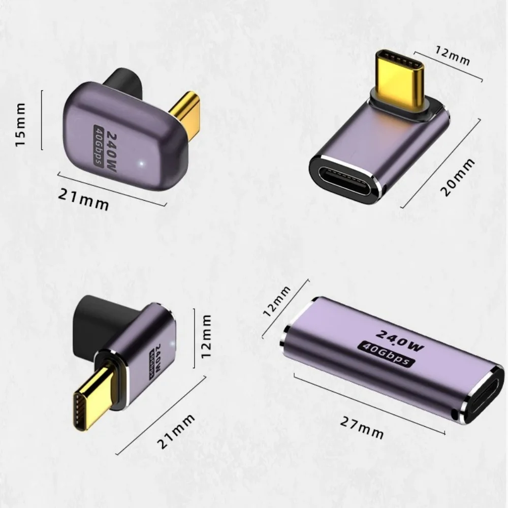 USB 4.0 어댑터 240W 고속 충전 40Gbps 데이터 전송 8K 60Hz 맥북용 타입 C U자형 남성-여성 OTG 변환 어댑터