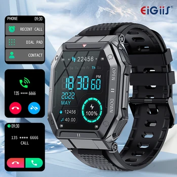 EIGIIS 1.85'' HD New Military Smart Watch Men Bluetooth Call Heart Rate Blood Oxygen Detection Sport Smartwatch For Android IOS