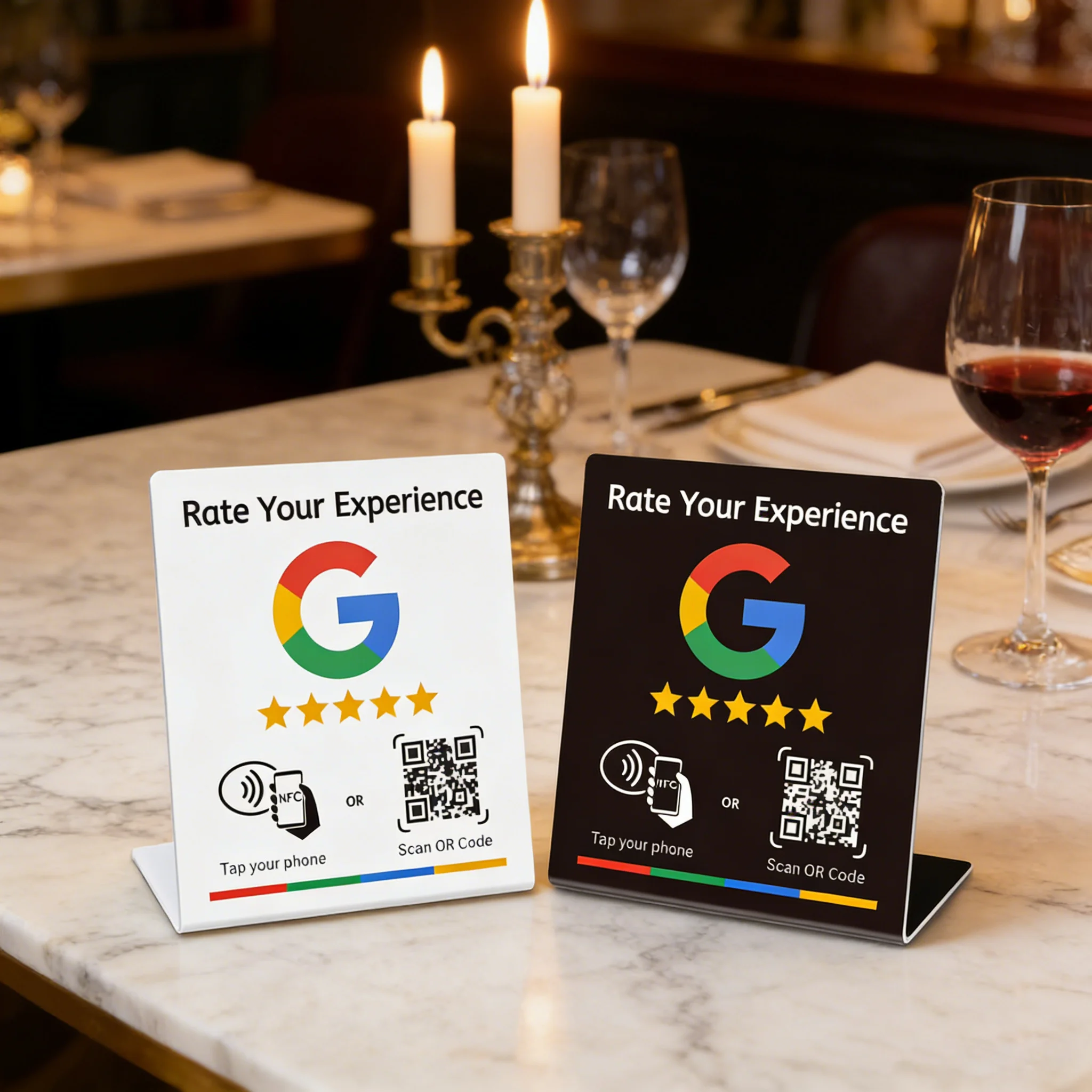 Premium NFC Display Stand for Google Reviews - Programmable 13.56MHz Card Station