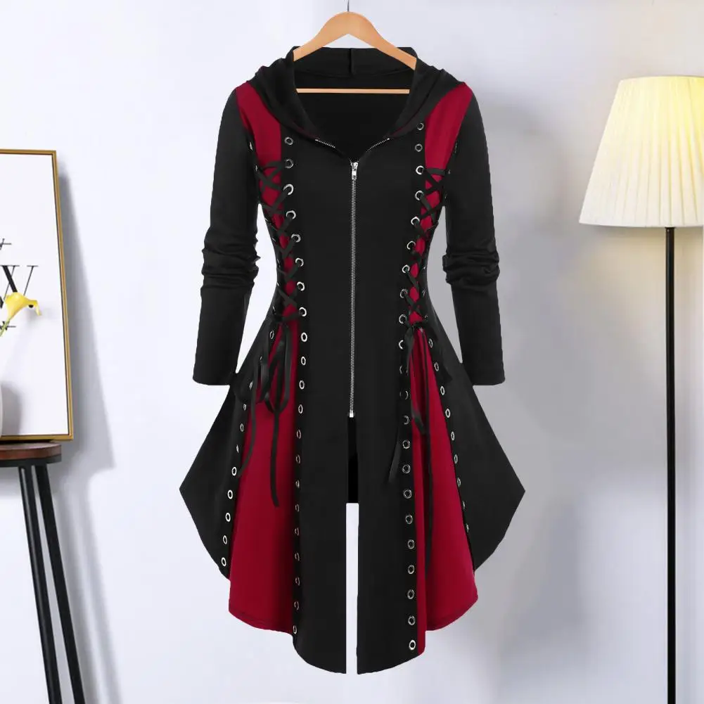 Vestido feminino com capuz colorido, vestido estilo gótico, cosplay de  Halloween, alças com cordões, bainha irregular, festival retrô - AliExpress, image size:1001x1001