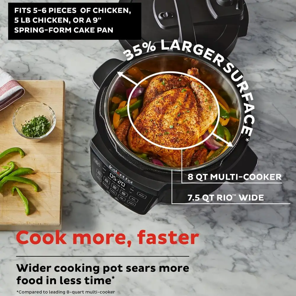RIO Wide Base 7.5 Qt Large Pressure Cooker with 7-in-1 Multicooker Settings 3