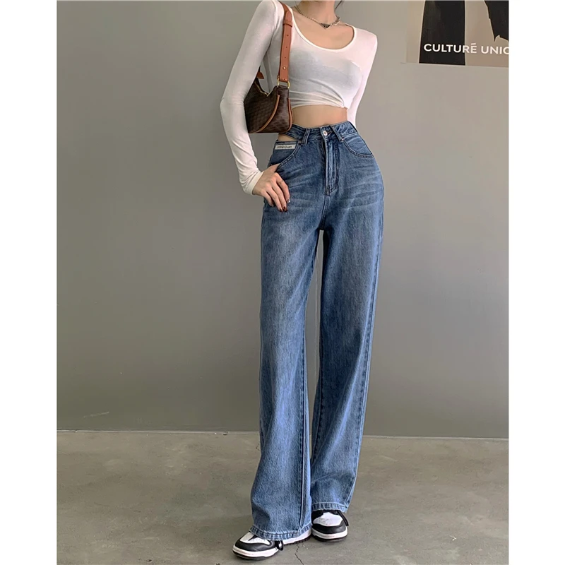 Hollow-out High Waist Stylish Women Streetwear Slim Straight Jeans Trousers Female Classic High Rise Tapered Jean Pant maternity jeans