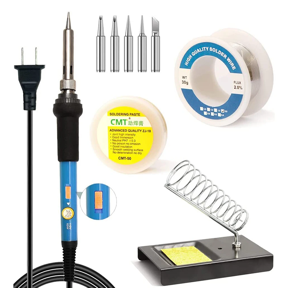 60W Digital Electric Soldering Iron Kit Set Temperature Adjustable 110V Welding Tool Ceramic Heater Soldering Tips Rework soldering stations Welding Equipment