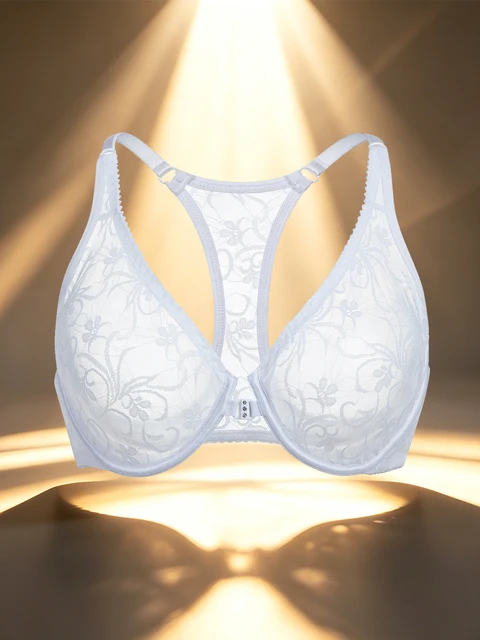 102963-ecf7dc.jpg Soutien-gorge à armatures en dentelle avec boutons sur le devant pour femme, broderie élégante, dos magnifique, lingerie grande taille, bonnets A B C D E F