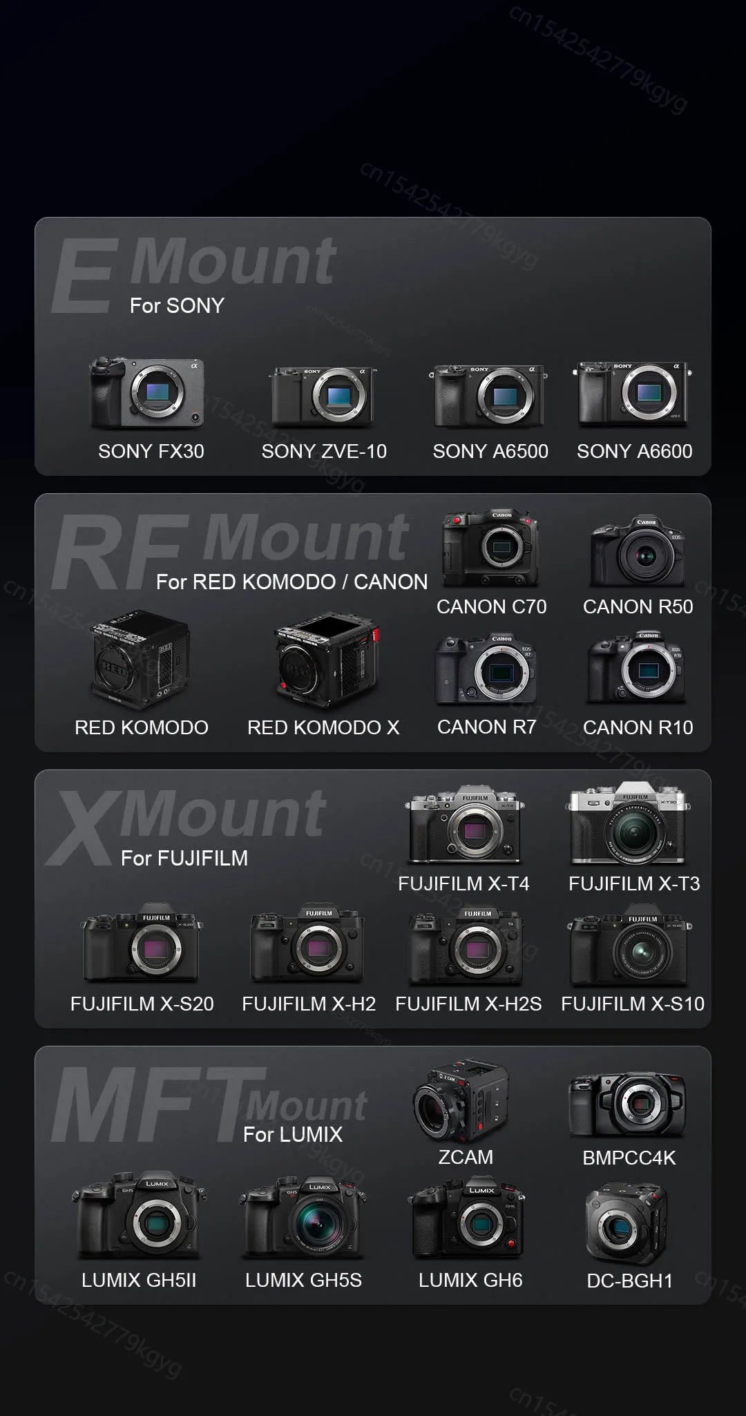 Camera lens SIRUI Night Walker 24mm 35mm 55mm T1.2 S35 Cine For Sony E Fuji X Canon RF Red komodo RF Lumix MFT M4/3 Mount Cameras