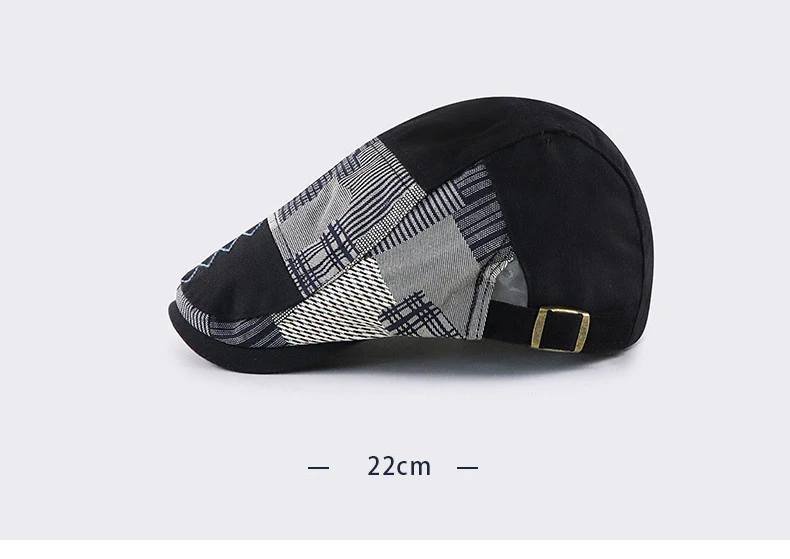 Designer Baskenmütze Hut Männer Retro Zeitungsjunge Mütze Patchwork Plaid Fischgräten Flache Schirmmütze Frauen Fahren Cabbie Gatsby Hut Casquette – Detail 2