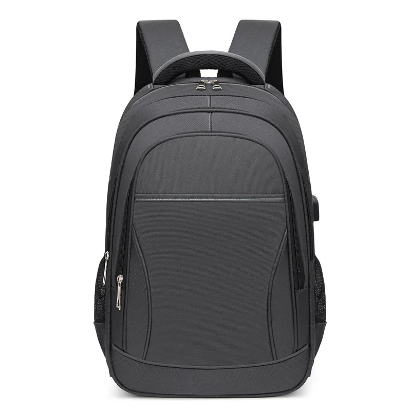 USB Charging Large-capacity Student School Bag Solid Color Backpack Material Oxford Men New Backpack Multi-functional Simple Bag