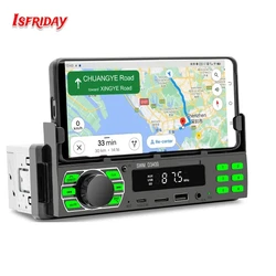 Car Radio Bluetooth 1 Din MP3 Player Handsfree A2DP Type C USB TF Aux APP Remote Cell Phone Holder Audio System Head Unit D3400