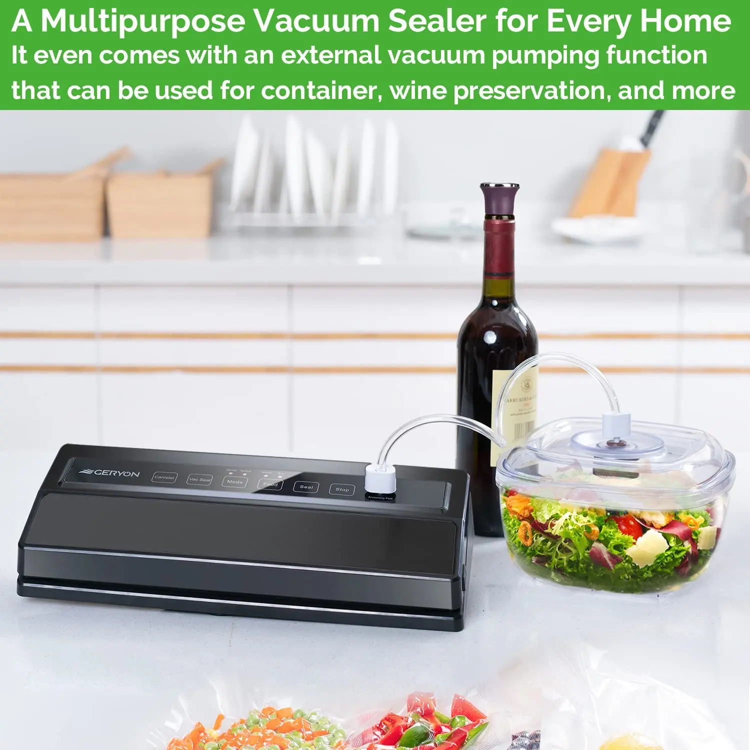 Geryon Vacuum Sealer Sous Vide Vacuum Packer Built-in Cutter Automatic Food  Sealer Machine For Food Savers With Rolls / Bags - Vacuum Food Sealers -  AliExpress