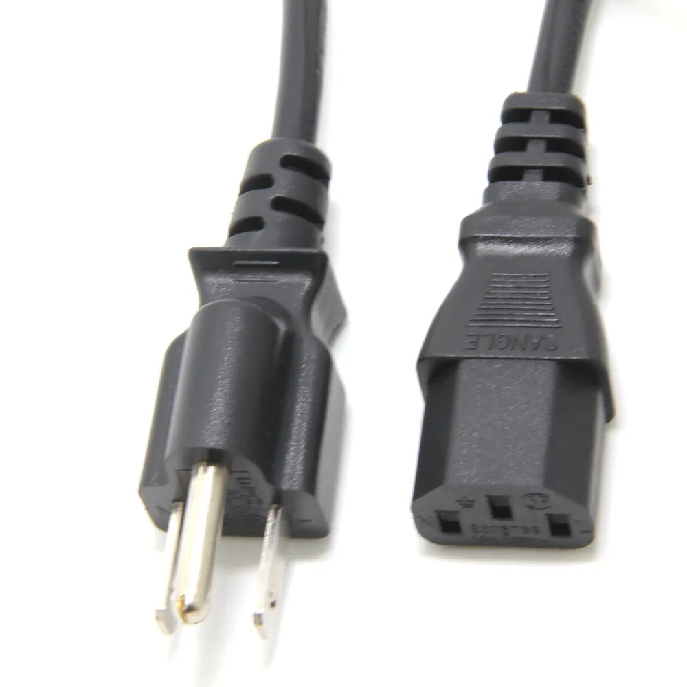1ft. Short 3-Conductor PC Power Cord 18AWG NEMA 5-15p to IEC C13 Cable