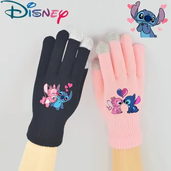 New Disney Stitch Woman's Gloves Winter Warm Cartoon Stretch Knit Mittens Touch Screen Girl Boy Mens Glove kids Birthday Gifts