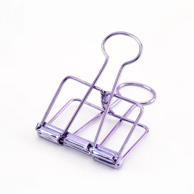 Mr Paper 8 Colors 3 Sizes Ins Colors Gold Sliver Rose Green Purple Binder Clips Large Medium Small Office Study Binder Clips Purple L