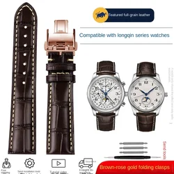 Premium Cowhide Leather Watch Strap with Butterfly Buckle - Available in 19mm, 20mm, and 21mm Sizes - 20mm (Brown RG Folding)