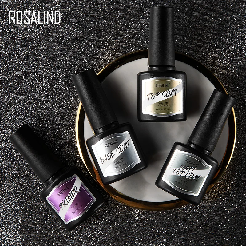 ROSALIND 8ml Top Coat Gel Polnische Shiny Weg Tränken Für Maniküre Nägel Kunst Dekorationen Lack Top Mantel UV Gel