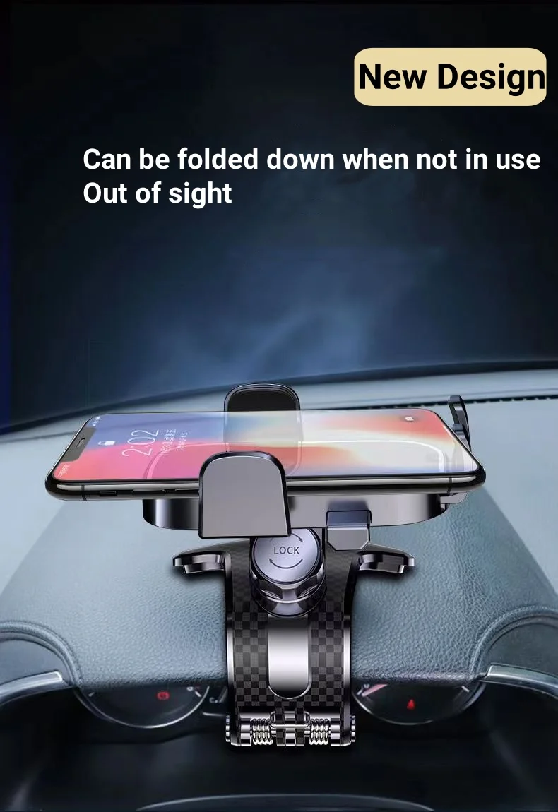 Car Dashboard Phone Holder Gravity Universal GPS Navigation Mount Crocodile Clip Automatic Locking Anti-shake Mirror Phone Stand