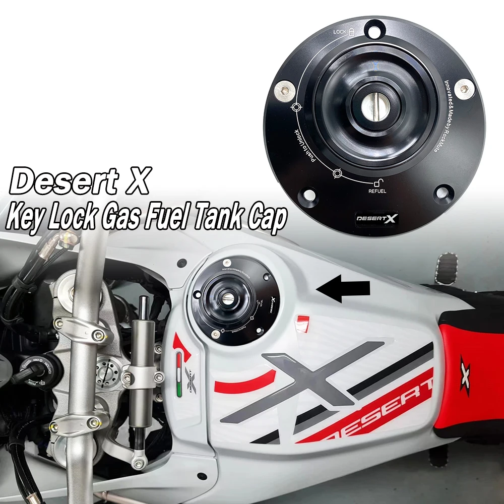 Motorcycle Key Lock Gas Fuel Tank Cap Cover For Ducati Desert X 2022