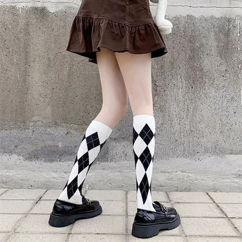 College Style Women Stockings Korean Japanese Style High School Girls Plaid Long Socks Stockings JK Lolita Girls Knee High Socks 2