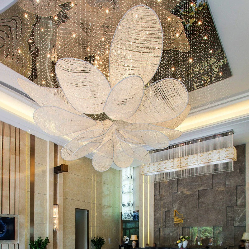 

Large hotel project customized chandelier luxury modern crystal leaf lamp creative design villa clubhouse decor cristal lights