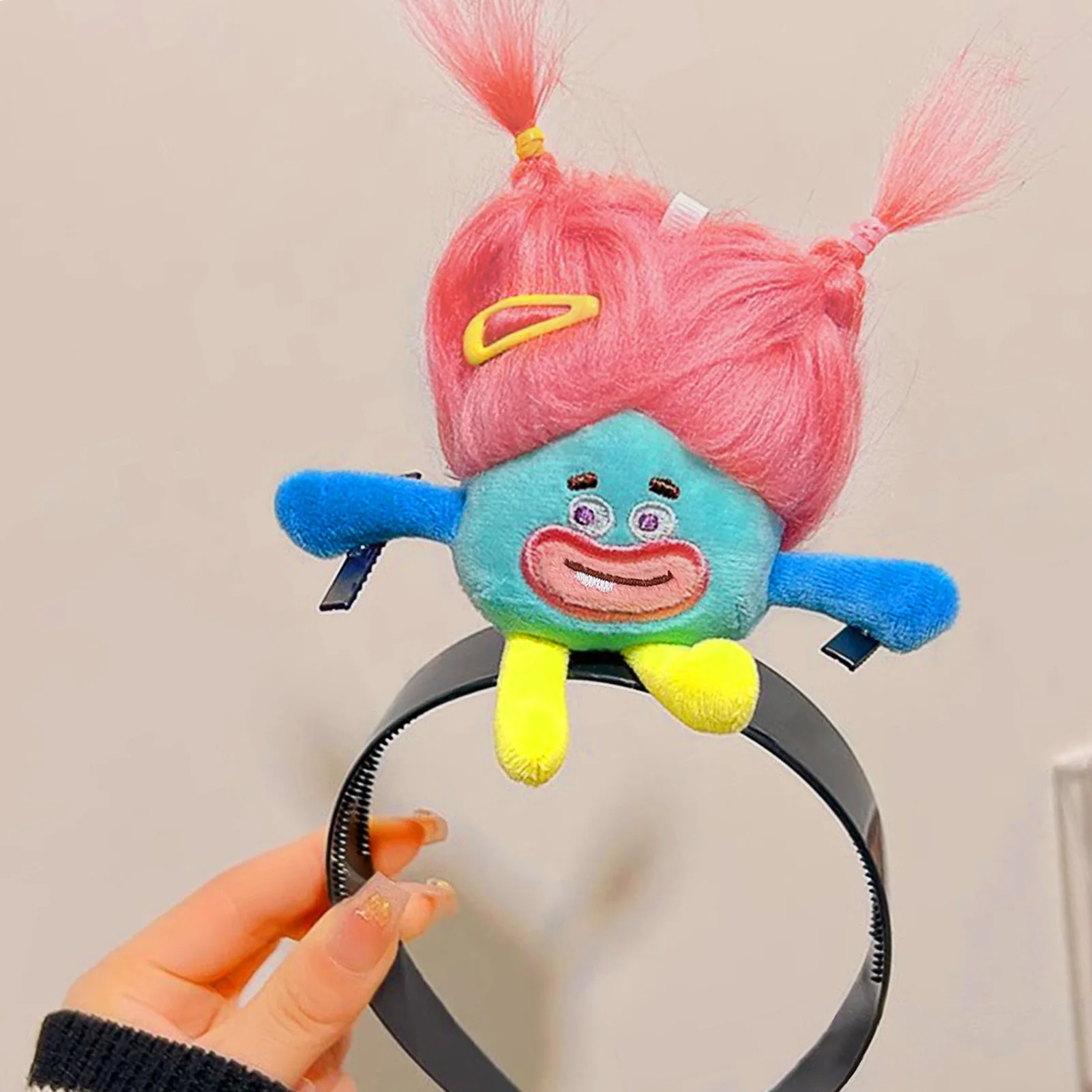 Lustiges Plüschtier-Stirnband für Frauen und Mädchen, Zähne fusseln, explodierendes Haar, hässliches Baby-Stirnband, niedliche Cartoon-Puppe, Haarband, Haarnadel – Detail 3