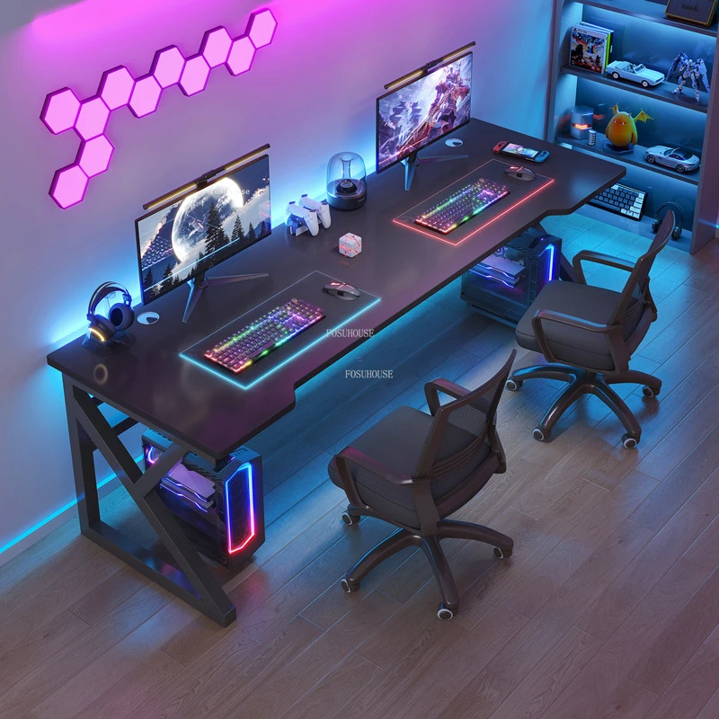 Creative Wrought Iron Computer Desks Modern Office Furniture Simple Single Gaming Table Home Bedroom Table and Chair Combination