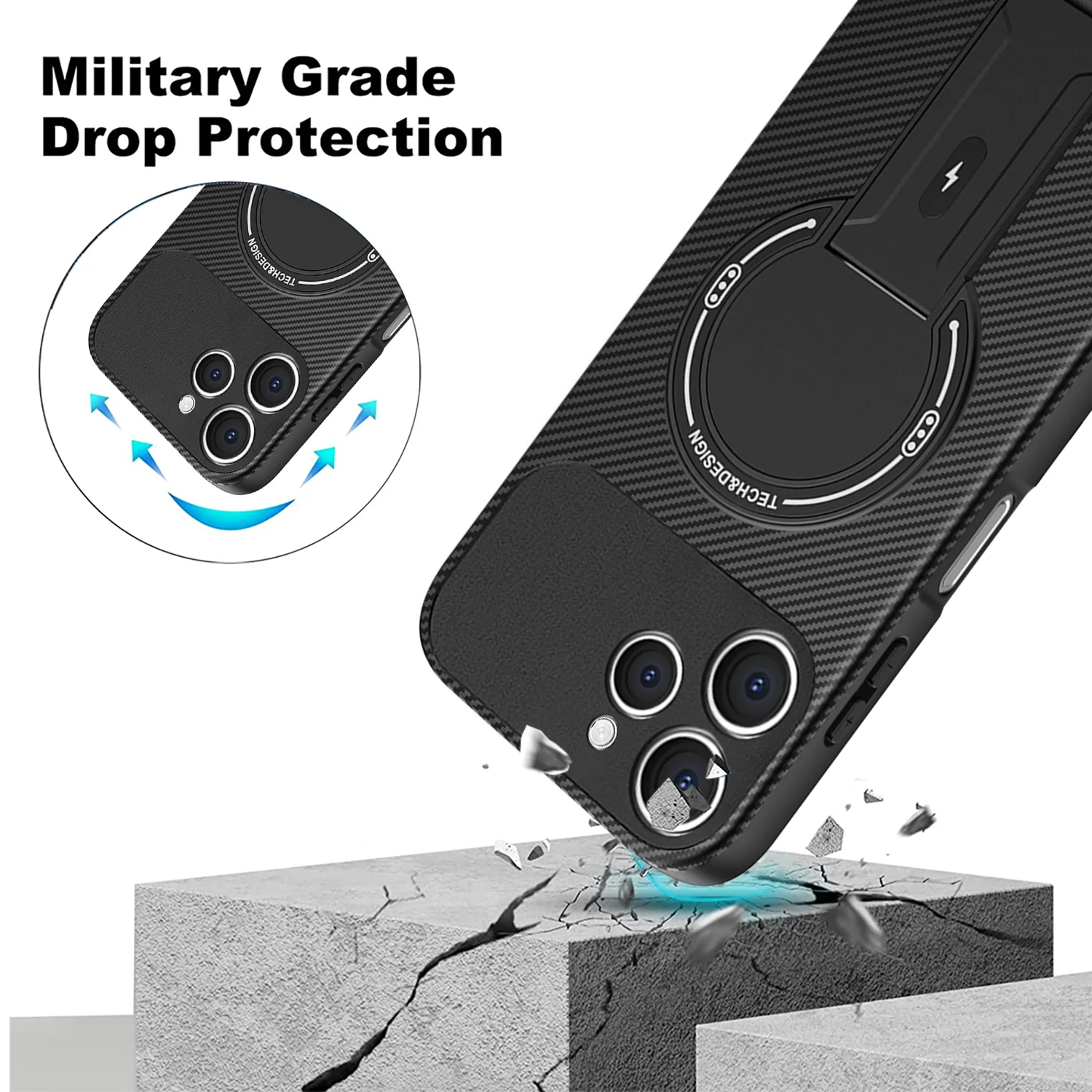 Tecno Spark 40 Shockproof Kevlar Magnetic Stand Case with Frosted Finish