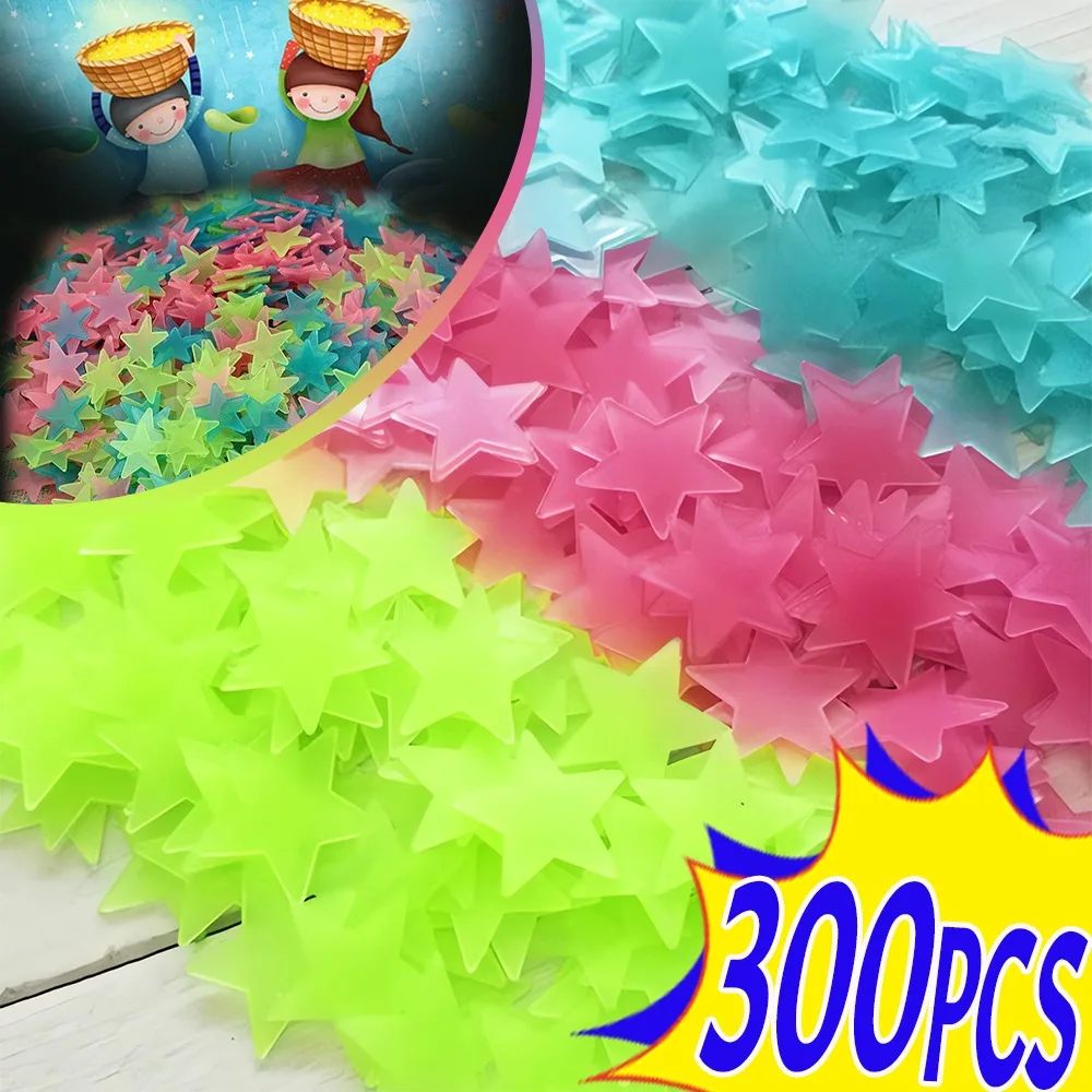 Wall Stickers 300Pcs Stars Luminous Glow In The Dark For Kids Baby Room Decoration Decals Colorful Star Home DIY Decor Mural